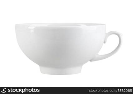 Clean cup of classic-design. Isolated on white background. Close-up. Studio photography.
