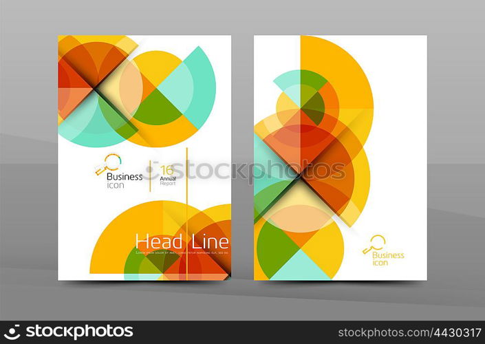 Clean geometric design annual report cover, leaflet business cover page, brochure flyer layout, abstract presentation background poster, A4 size