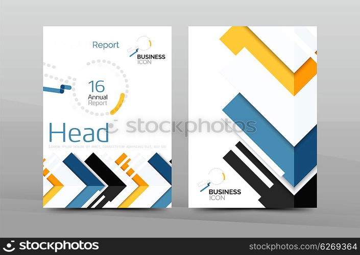 Clean geometric design annual report cover, leaflet business cover page, brochure flyer layout, abstract presentation background poster, A4 size