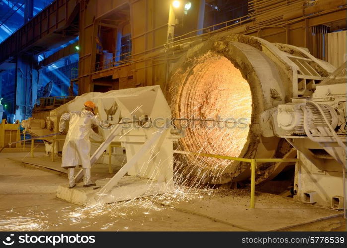 Clean Ladle of molten steel inside of steel plant