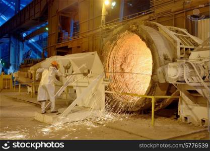 Clean Ladle of molten steel inside of steel plant
