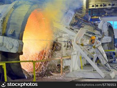 Clean Ladle of molten steel inside of steel plant