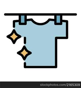 Clean shirt on hang wire icon. Outline clean shirt on hang wire vector icon color flat isolated. Clean shirt on hang wire icon color outline vector