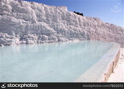 Clean water in pool and travertine in Pamukkale, Turkey