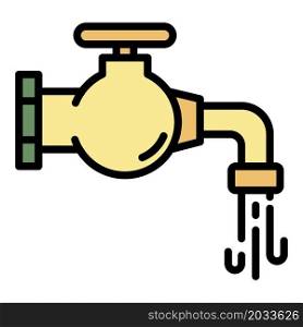 Clean water tap icon. Outline clean water tap vector icon color flat isolated. Clean water tap icon color outline vector