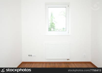 clean white room interior of a country cottage