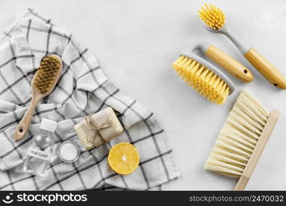 cleaning brushes with lemon soap