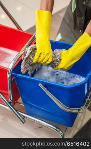 Cleaning concept photo. Cleaning concept. Closeup photo of woman cleaning at the office