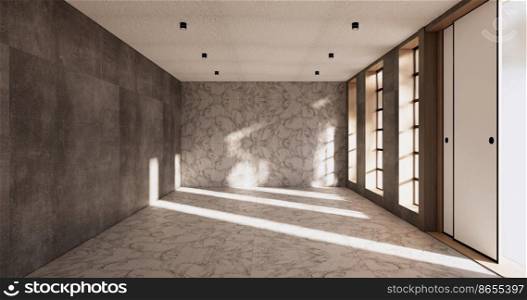 Cleaning empty room interior japandi wabi sabi style.3D rendering