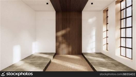Cleaning empty room interior japandi wabi sabi style.3D rendering