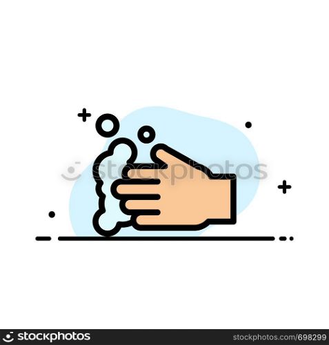 Cleaning, Hand, Soap, Wash Business Flat Line Filled Icon Vector Banner Template
