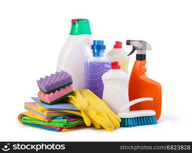 Cleaning items. Cleaning items isolated on a white background