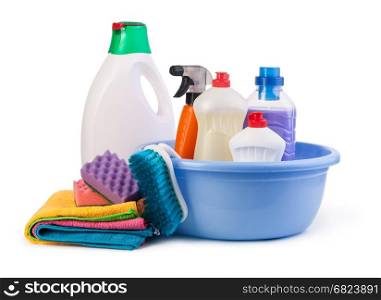 Cleaning items. Cleaning items isolated on a white background