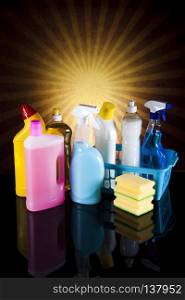 Cleaning products and sunshine, home work colorful theme