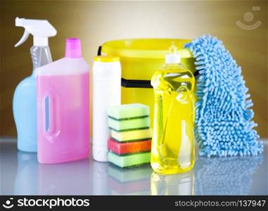 Cleaning products, home work colorful theme
