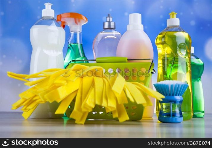Cleaning supplies,home work colorful theme