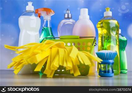 Cleaning supplies,home work colorful theme