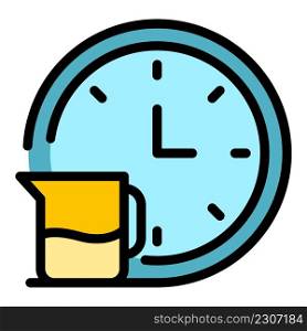 Cleaning time icon. Outline cleaning time vector icon color flat isolated. Cleaning time icon color outline vector