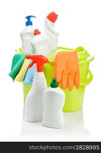 cleaning tools in bucket