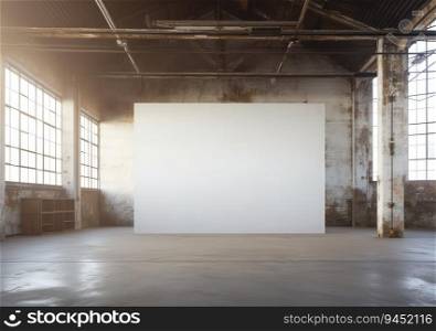 Clear Billboard and Poster Mockup, mockup of an empty blank poster in a modern loft. AI Generative