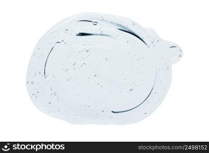 Clear blue liquid serum gel blob drop with bubbles isolated on white background