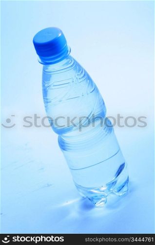 clear cold blue water in bottle