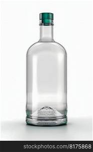 Clear empty gin bottle. Generative AI. High quality illustration. Clear empty gin bottle. Generative AI