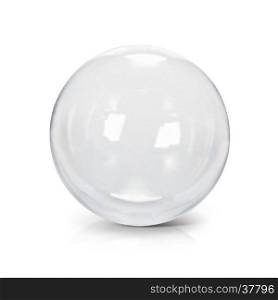 Clear glass ball 3D illustration on white background