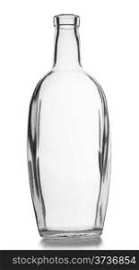 Clear glass bottle isolated on white background