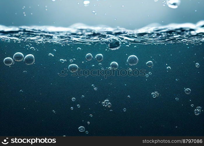 Clear ocean with bubbles 3d illustrated