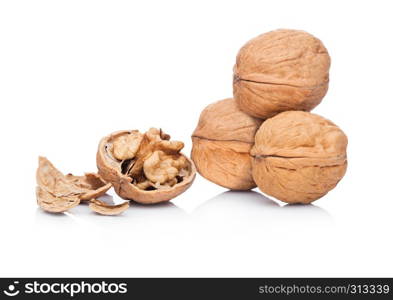 Clear pack of peanuts on white background