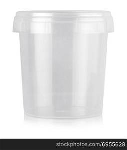 clear plastic jar for foods on white background
