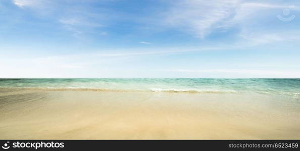 Clear sky and island beach. Sky and island beach. Summer shot landscape. Clear sky and island beach