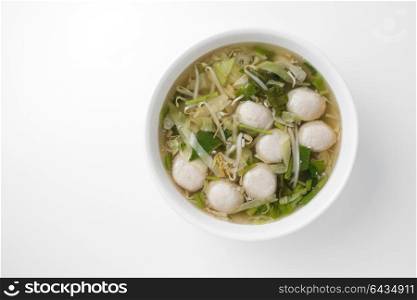 clear soup with fish ball and vegetables
