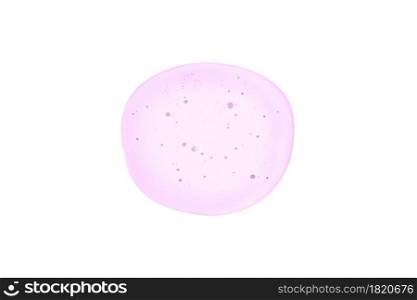 Clear transparent round pink liquid gel drop or smear isolated on white background. Top view. Virus protection or cosmetics concept. Serum texture.. Clear transparent round pink liquid gel drop or smear isolated on white background. Top view. Virus protection or cosmetics concept. Serum texture