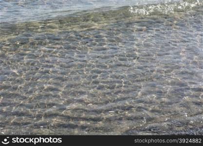 Clear transparent water background with ripples. Clear transparent shallow water background with ripples as seen on the beach