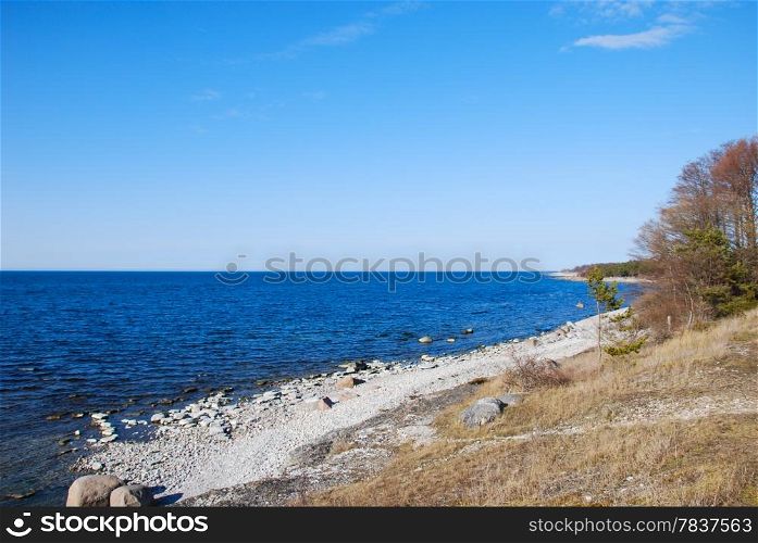 Clear water at coastline of a stony bay. From the swedish island Oland.