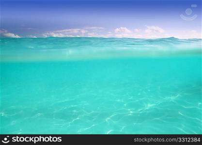 clear waterline caribbean sea underwater and blue sea