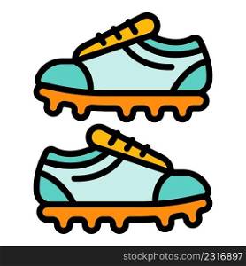 Cleat football boots icon. Outline cleat football boots vector icon color flat isolated. Cleat football boots icon color outline vector