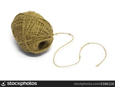 Clew of linen twine isolated on white
