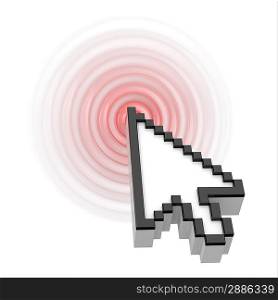 Click. Computer mouse cursor on white isolated background. 3d