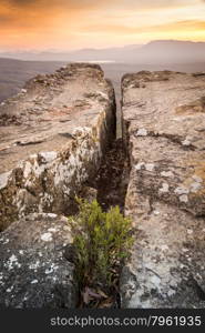 Cliff top views at sunset in the Grampians National Park, Australia