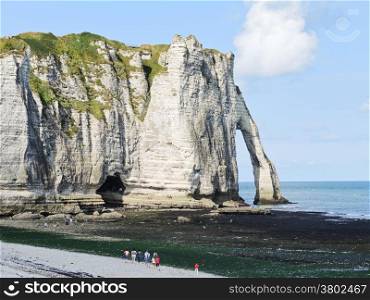 cliff with arch on english channel beach of Eretrat cote d&rsquo;albatre, France