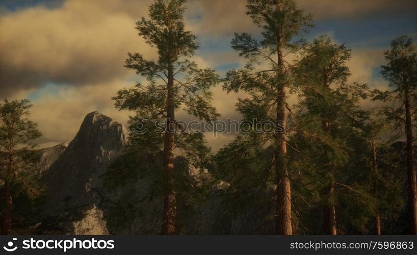 Cliff with Trees and Light of the sun