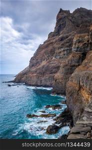 Cliffs and ocean view from coastal path in Santo Antao island, Cape Verde, Africa. Cliffs and ocean view in Santo Antao island, Cape Verde