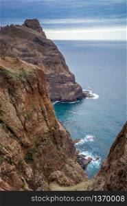 Cliffs and ocean view from coastal path in Santo Antao island, Cape Verde, Africa. Cliffs and ocean view in Santo Antao island, Cape Verde
