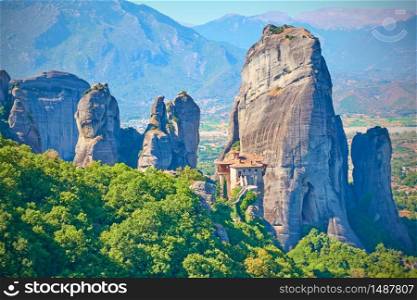 Cliffs of Meteora withThe Monastery of Roussanou, Greece - Greek landscape