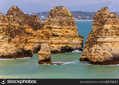 Cliffs of Ponta da Piedade, Lagos, Algarve, Portugal. Ponta da Piedade