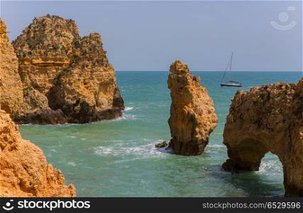 Cliffs of Ponta da Piedade, Lagos, Algarve, Portugal. Ponta da Piedade