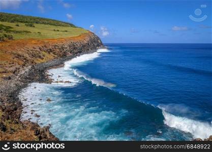 Cliffs on Rano Kau volcano in Easter Island, Chile. Cliffs on Rano Kau volcano in Easter Island